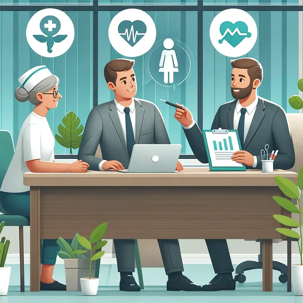 Diskussion über die Finanzierung der ambulanten Pflege in einem modernen Büro