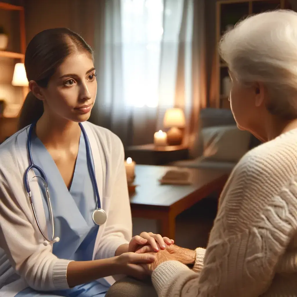 Pflegekraft zeigt Empathie und Nähe zu älterem Patienten